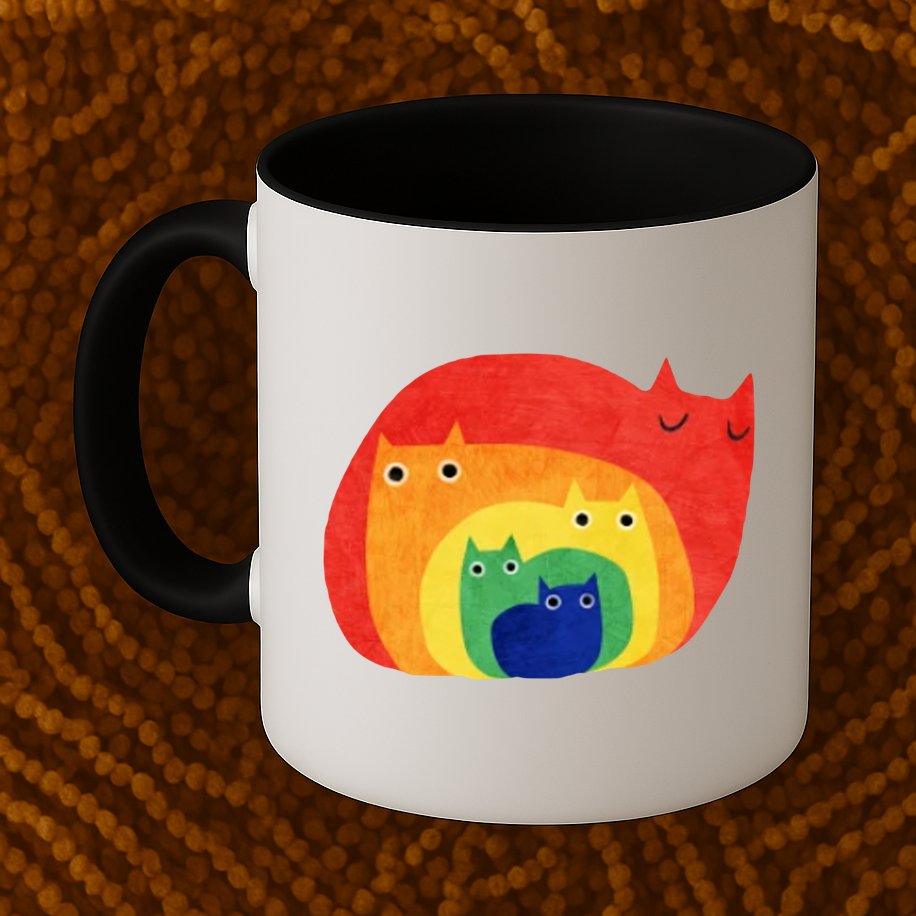 Rainbow Art Retro Cats Mug