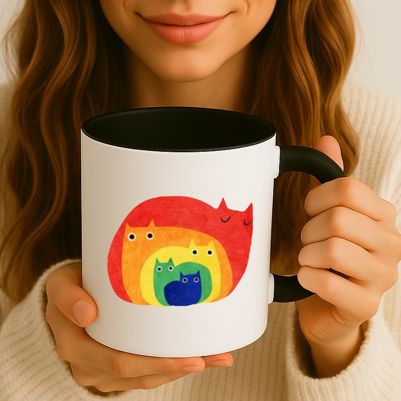 Rainbow Art Retro Cats Mug