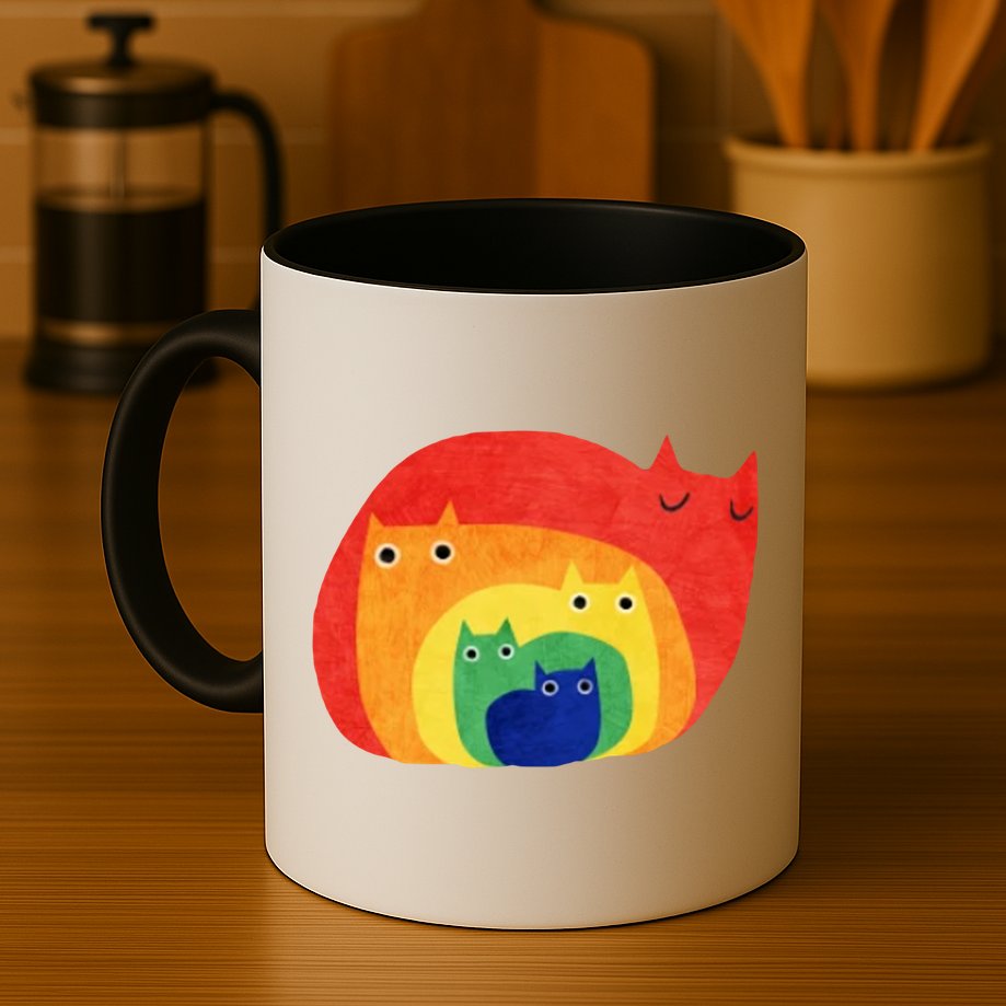 Rainbow Art Retro Cats Mug