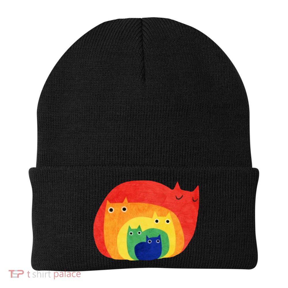 Rainbow Art Retro Cats Beanie