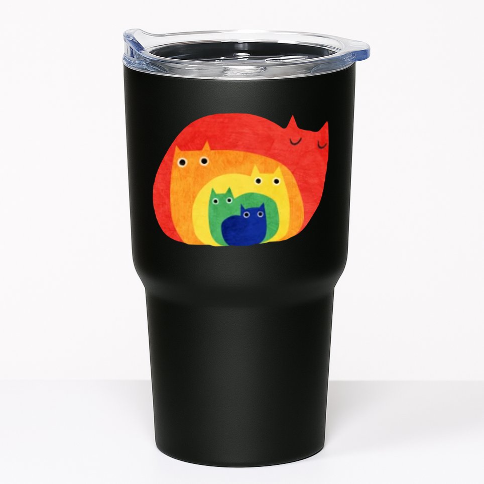Rainbow Art Retro Cats Tumbler