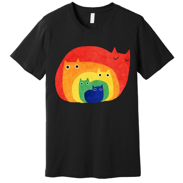 Rainbow Art Retro Cats Premium T-Shirt
