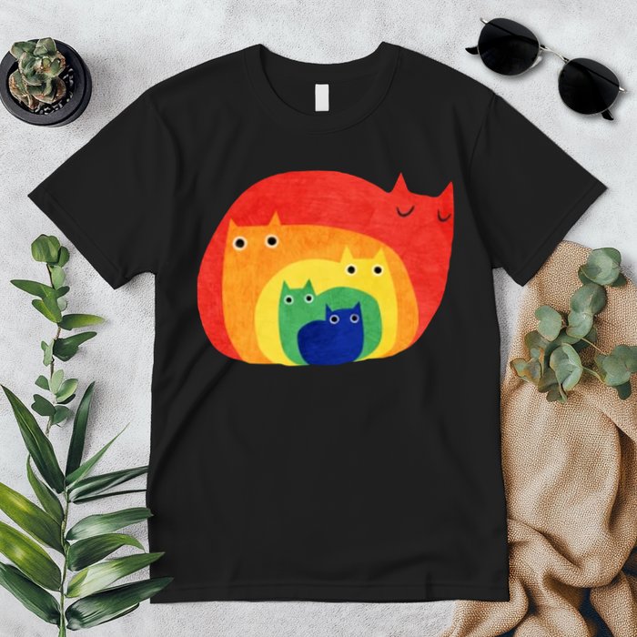 Rainbow Art Retro Cats Premium T-Shirt