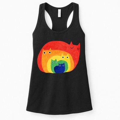 Rainbow Art Retro Cats Womens Tank Top