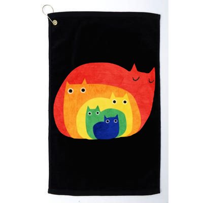 Rainbow Art Retro Cats Golf Towel