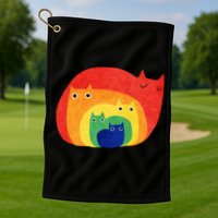 Rainbow Art Retro Cats Golf Towel
