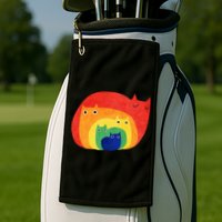 Rainbow Art Retro Cats Golf Towel