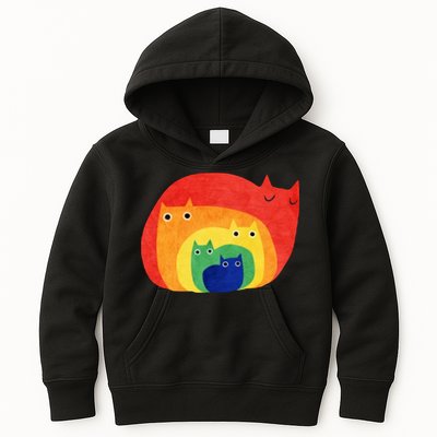 Rainbow Art Retro Cats Kids Hoodie
