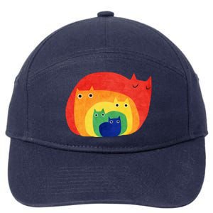 Rainbow Art Retro Cats 7-Panel Snapback Hat