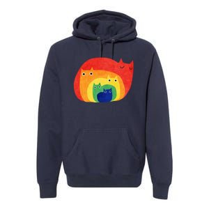 Rainbow Art Retro Cats Premium Hoodie