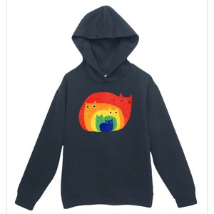 Rainbow Art Retro Cats Urban Pullover Hoodie