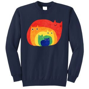 Rainbow Art Retro Cats Tall Sweatshirt