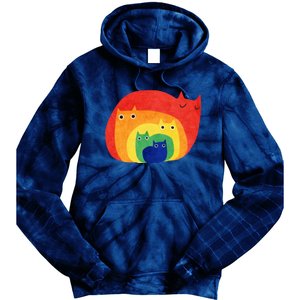 Rainbow Art Retro Cats Tie Dye Hoodie