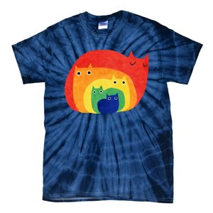 Rainbow Art Retro Cats Tie-Dye T-Shirt