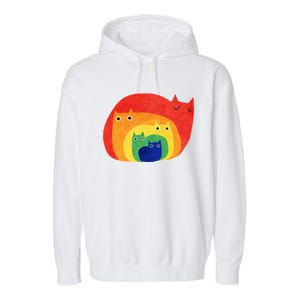 Rainbow Art Retro Cats Garment-Dyed Fleece Hoodie