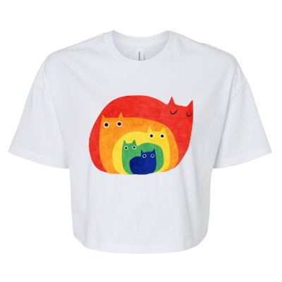 Rainbow Art Retro Cats Bella+Canvas Jersey Crop Tee