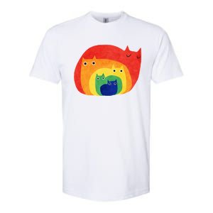 Rainbow Art Retro Cats Softstyle CVC T-Shirt