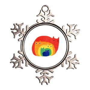 Rainbow Art Retro Cats Metallic Star Ornament