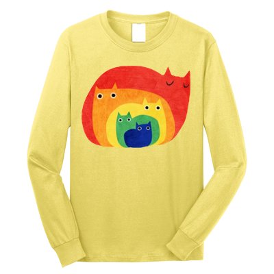 Rainbow Art Retro Cats Long Sleeve Shirt