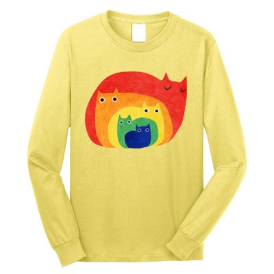 Rainbow Art Retro Cats Long Sleeve Shirt