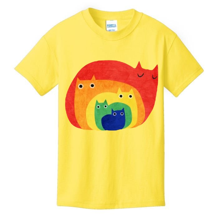 Rainbow Art Retro Cats Kids T-Shirt