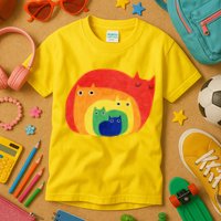 Rainbow Art Retro Cats Kids T-Shirt