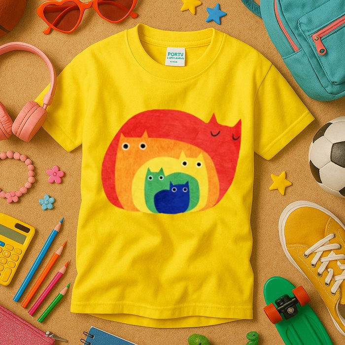 Rainbow Art Retro Cats Kids T-Shirt