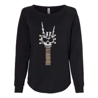 Rock And Roll Skeleton Hand Rock On Guitar Neck Gift Womens California Wash Sweatshirt