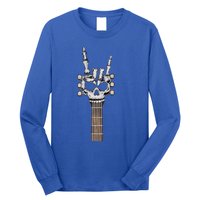 Rock And Roll Skeleton Hand Rock On Guitar Neck Gift Long Sleeve Shirt