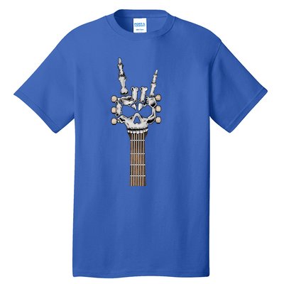 Rock And Roll Skeleton Hand Rock On Guitar Neck Gift Tall T-Shirt