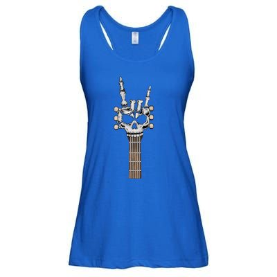 Rock And Roll Skeleton Hand Rock On Guitar Neck Gift Ladies Essential Flowy Tank