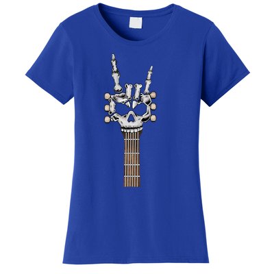 Rock And Roll Skeleton Hand Rock On Guitar Neck Gift Women's T-Shirt