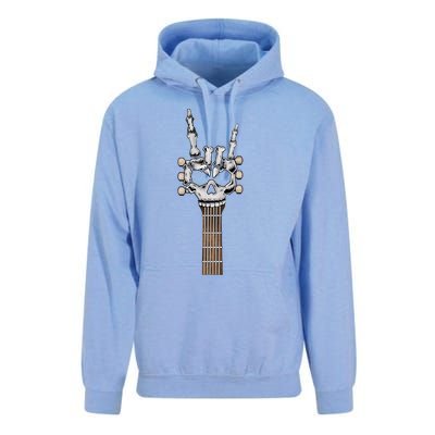 Rock And Roll Skeleton Hand Rock On Guitar Neck Gift Unisex Surf Hoodie