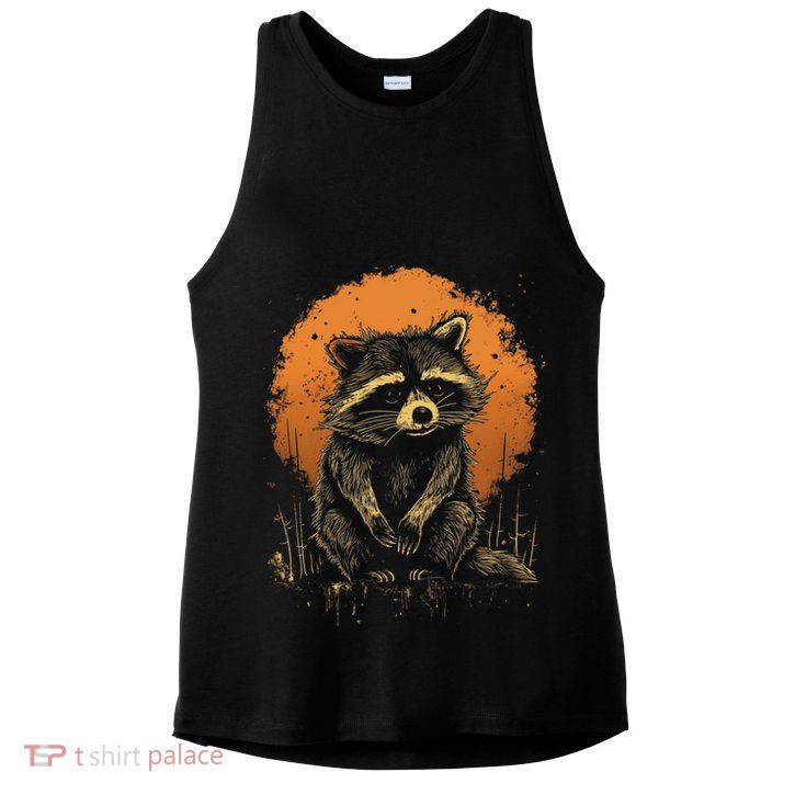 Raccoon Animal Retro Style Graphic Tees for Boy Ladies PosiCharge Tri-Blend Wicking Tank