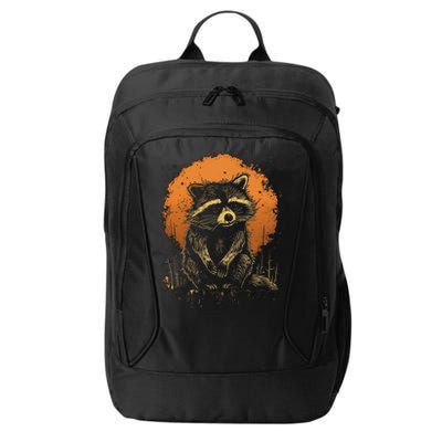 Raccoon Animal Retro Style Graphic Tees for Boy City Backpack