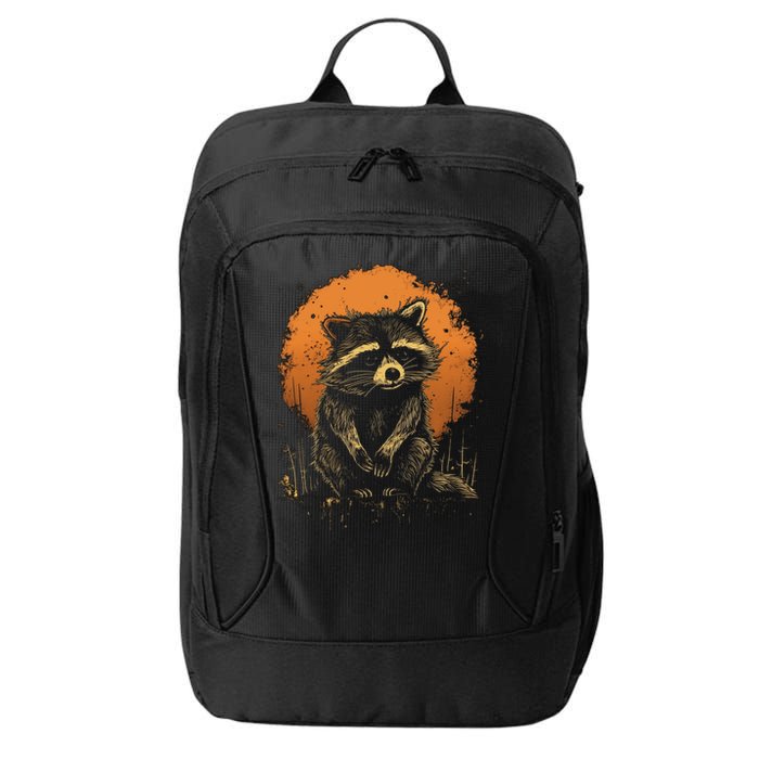 Raccoon Animal Retro Style Graphic Tees for Boy City Backpack