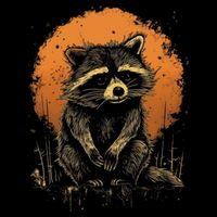 Raccoon Animal Retro Style Graphic Tees for Boy City Backpack