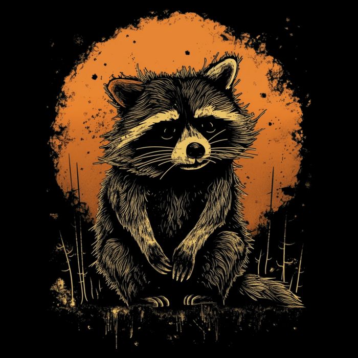 Raccoon Animal Retro Style Graphic Tees for Boy City Backpack