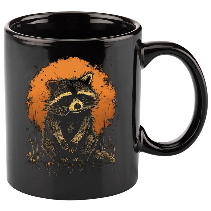 Raccoon Animal Retro Style Graphic Tees for Boy 11oz C Handle Ceramic Mug