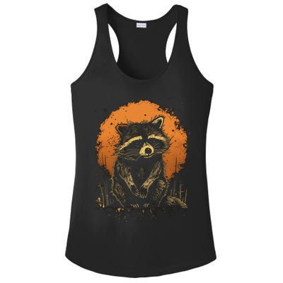 Raccoon Animal Retro Style Graphic Tees for Boy Ladies PosiCharge Competitor Racerback Tank