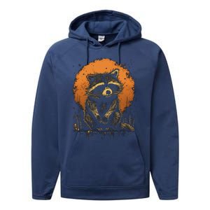 Raccoon Animal Retro Style Graphic Tees for Boy Performance Fleece Hoodie