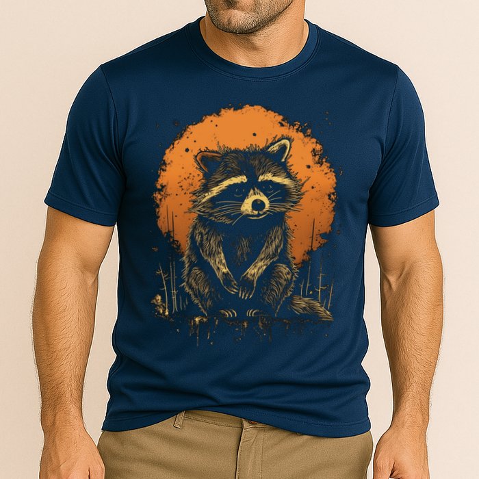 Raccoon Animal Retro Style Graphic Tees for Boy Cooling Performance Crew T-Shirt