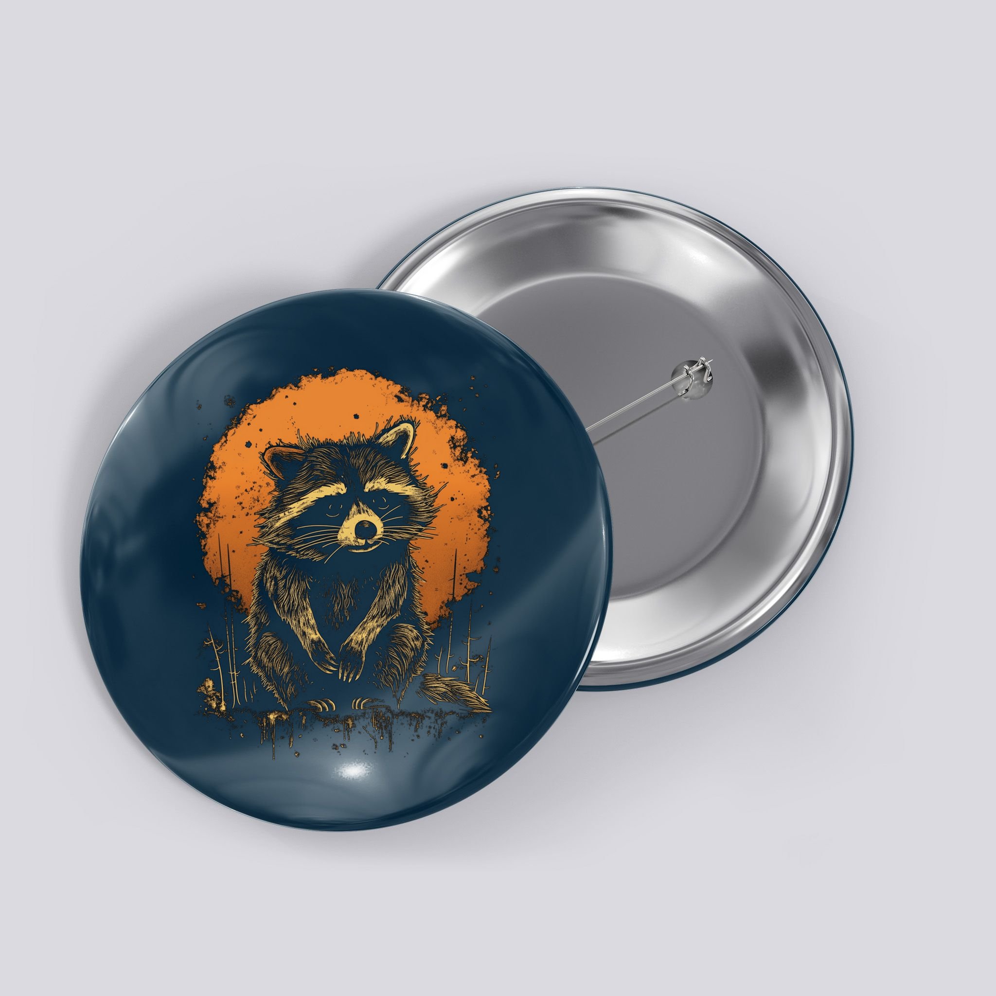 Raccoon Animal Retro Style Graphic Tees for Boy Button