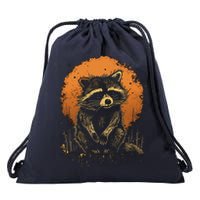 Raccoon Animal Retro Style Graphic Tees for Boy Drawstring Bag