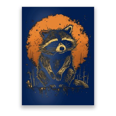 Raccoon Animal Retro Style Graphic Tees for Boy Poster