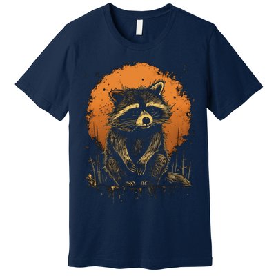 Raccoon Animal Retro Style Graphic Tees for Boy Premium T-Shirt