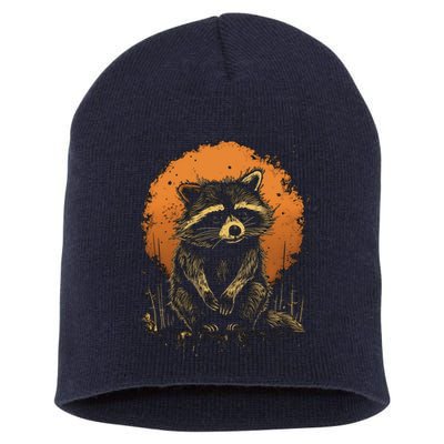 Raccoon Animal Retro Style Graphic Tees for Boy Short Acrylic Beanie