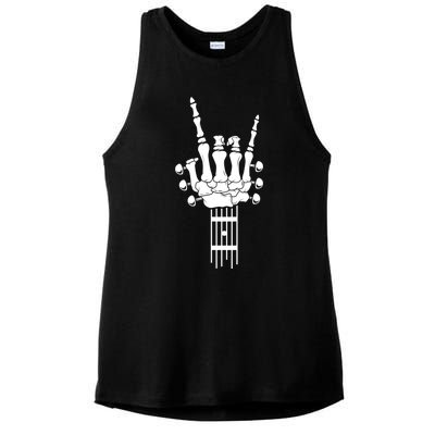 Rock And Roll Skeleton Guitar Music Lover Music Lover Gift Funny Gift Ladies PosiCharge Tri-Blend Wicking Tank