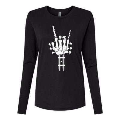 Rock And Roll Skeleton Guitar Music Lover Music Lover Gift Funny Gift Womens Cotton Relaxed Long Sleeve T-Shirt