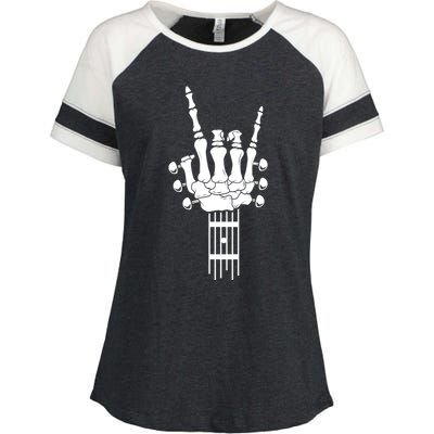 Rock And Roll Skeleton Guitar Music Lover Music Lover Gift Funny Gift Enza Ladies Jersey Colorblock Tee